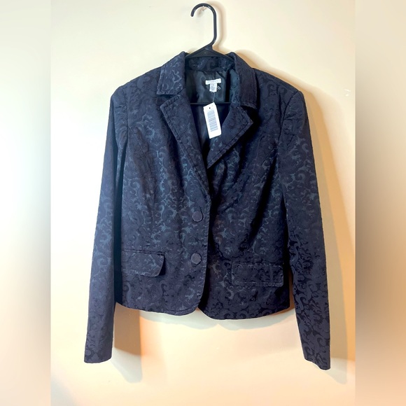 Apt. 9 Black Jacquard Print Button Front Blazer EUC - Picture 1 of 9